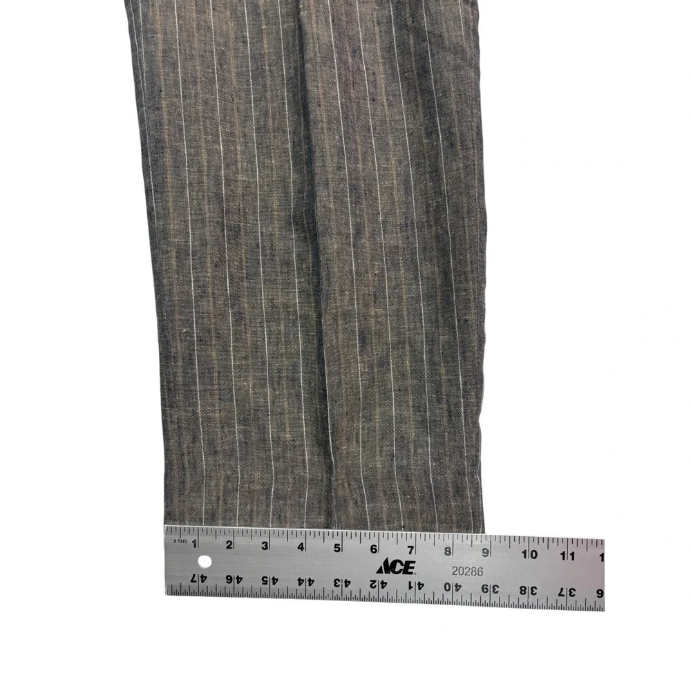 Andrea Caracciolo 44L 54 38x33 100% Linen Delave Stripe Sartoriale Italy Suit